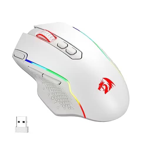 Redragon M810 Pro Wireless Gaming Mouse, 10000 DPI Wired/Wireless Mouse w/Rapid Fire Key, 8 Macro Buttons, 45-Hour Power Capacity and RGB Backlit for PC/Mac/Laptop image