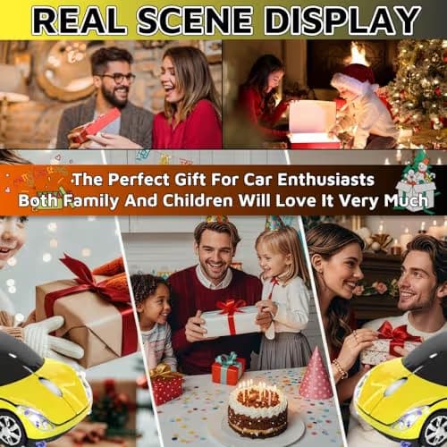 HuGuWdy Yellow Cute Wireless Mouse，2.4G with USB Reciver 1600DPI Car Mouse for Computer Wireless for Laptop Computer Tablet for Windows for Mac OS for Christmas（Yellow） image