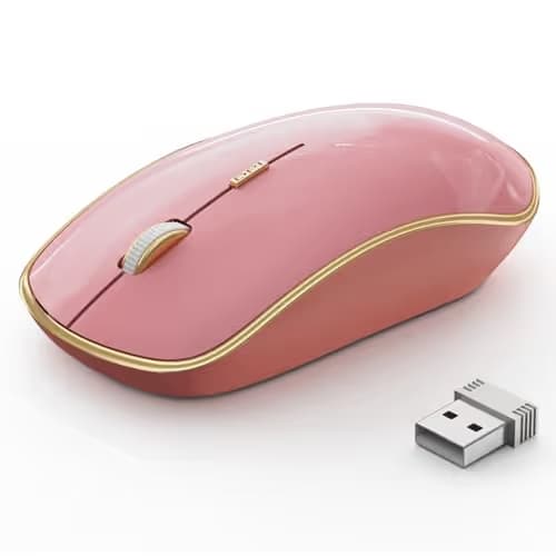 JOYACCESS Wireless Mouse for Laptop - Ultra Thin, Silent, 2400 DPI Portable Optical Mouse for Laptop,Computer,MacBook,Windows, Chromebook, PC - Pink main image