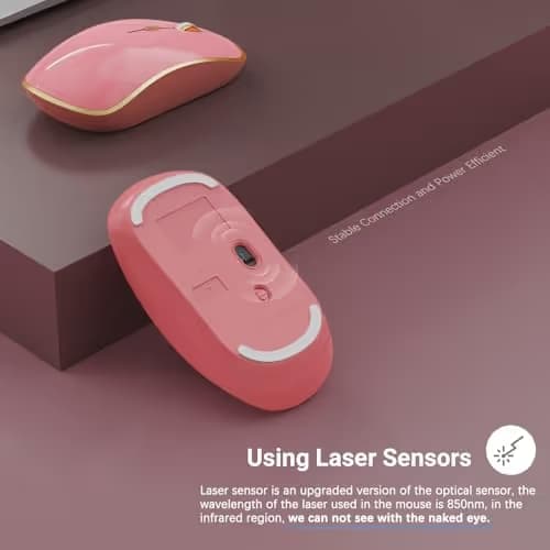 JOYACCESS Wireless Mouse for Laptop - Ultra Thin, Silent, 2400 DPI Portable Optical Mouse for Laptop,Computer,MacBook,Windows, Chromebook, PC - Pink image
