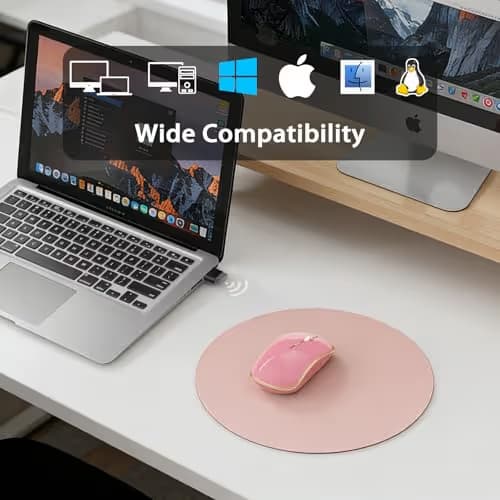 JOYACCESS Wireless Mouse for Laptop - Ultra Thin, Silent, 2400 DPI Portable Optical Mouse for Laptop,Computer,MacBook,Windows, Chromebook, PC - Pink image