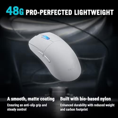 ASUS ROG Harpe II Ace Wireless Esports Gaming Mouse – 2025, Pro-Tested, Right-Handed, 48g Lightweight, Tri-Mode Connectivity, 42K DPI, 8K Polling, 101Hr Battery, Web-Based Tool, PC/Mac Support - White image