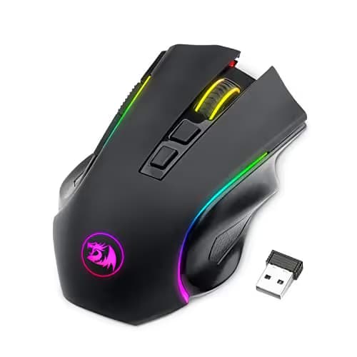 Redragon M602 Griffin RGB Gaming Mouse, RGB Spectrum Backlit Ergonomic Mouse with 7 Programmable Backlight Modes up to 8000 DPI for Windows PC Gamers (Black, Wireless) main image