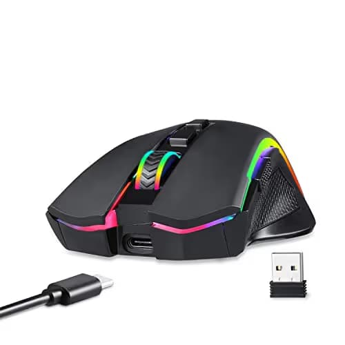Redragon M602 Griffin RGB Gaming Mouse, RGB Spectrum Backlit Ergonomic Mouse with 7 Programmable Backlight Modes up to 8000 DPI for Windows PC Gamers (Black, Wireless) image