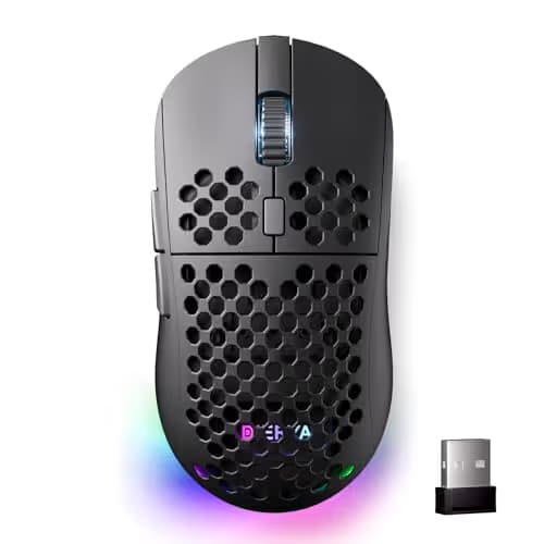 DIERYA M1 Wireless Gaming Mouse, 24000DPI, 180Hrs Battery, 16.8M RGB, 6 Programmable Buttons, Lightweight, Tri-Mode (2.4G/BT5.2/USB-C) for PC/Mac/Laptop - Black image