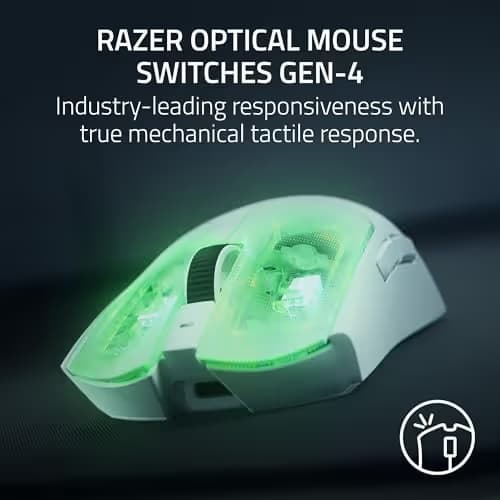 Razer Viper V4 Pro Wireless Esports Gaming Mouse – 50g Ultra Lightweight, Fast & Precise, 50K DPI Optical Sensor, 8K Polling, Gen-4 Optical Switches, Scroll Wheel, USB-C Charging, for PC & Mac – White image