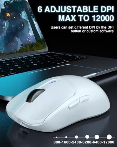 AULA SC580 Wireless Gaming Mouse, Tri-Mode 2.4G/BT5.0/USB-C Gaming Mouse, 12000 DPI Rechargeable Wireless Mouse with 6 Programmable Buttons, Ergonomic Computer Mouse for Laptop/PC/Mac/Tablet image