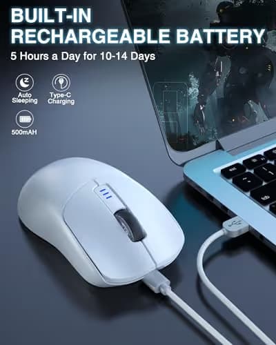 AULA SC580 Wireless Gaming Mouse, Tri-Mode 2.4G/BT5.0/USB-C Gaming Mouse, 12000 DPI Rechargeable Wireless Mouse with 6 Programmable Buttons, Ergonomic Computer Mouse for Laptop/PC/Mac/Tablet image