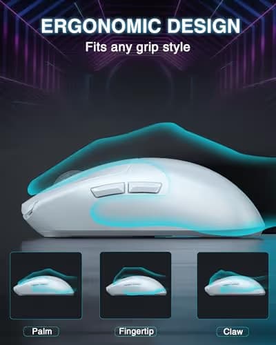 AULA SC580 Wireless Gaming Mouse, Tri-Mode 2.4G/BT5.0/USB-C Gaming Mouse, 12000 DPI Rechargeable Wireless Mouse with 6 Programmable Buttons, Ergonomic Computer Mouse for Laptop/PC/Mac/Tablet image