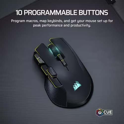 Corsair IRONCLAW Wireless SE Gaming Mouse – 26,000 DPI, Ergonomic Design for Larger Hands, 10 Programmable Buttons, for MOBA, FPS, MMO – Black image