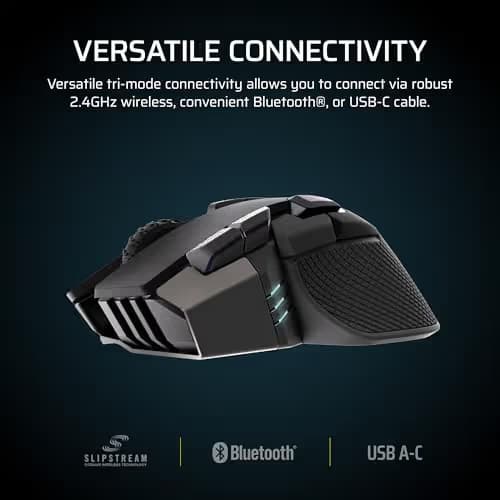 Corsair IRONCLAW Wireless SE Gaming Mouse – 26,000 DPI, Ergonomic Design for Larger Hands, 10 Programmable Buttons, for MOBA, FPS, MMO – Black image