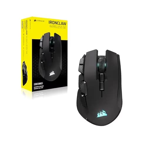 Corsair IRONCLAW Wireless SE Gaming Mouse – 26,000 DPI, Ergonomic Design for Larger Hands, 10 Programmable Buttons, for MOBA, FPS, MMO – Black image