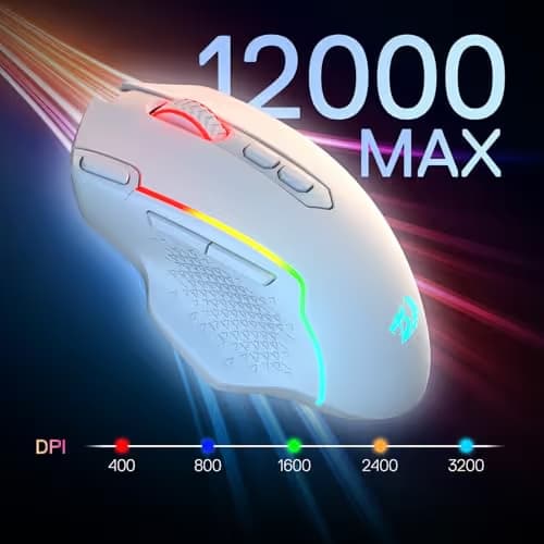 Redragon M810 MAX 3-Mode Wireless Gaming Mouse, 12000 DPI Wired/Wireless RGB Mouse w/Rapid Fire Key, 8 Macro Buttons, 188-Hour Reliable Power Capacity for PC/Mac/Laptop image