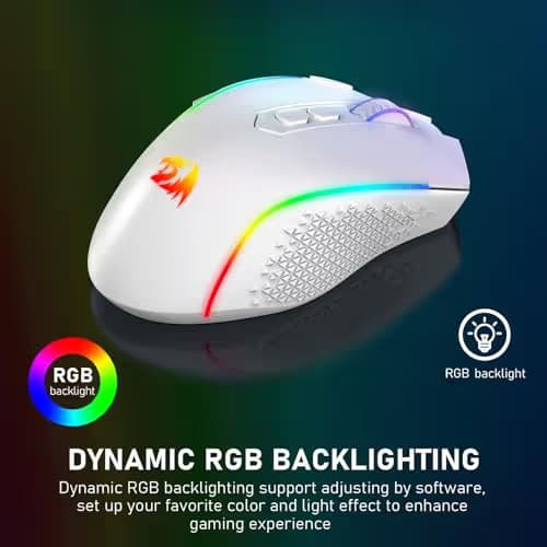 Redragon M810 MAX 3-Mode Wireless Gaming Mouse, 12000 DPI Wired/Wireless RGB Mouse w/Rapid Fire Key, 8 Macro Buttons, 188-Hour Reliable Power Capacity for PC/Mac/Laptop image