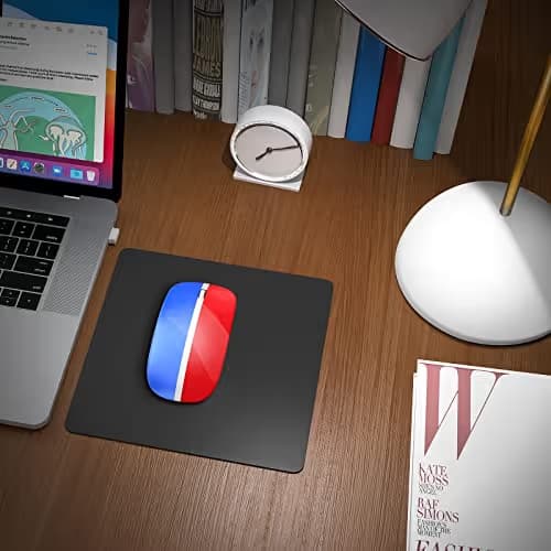 JOYACCESS Rechargeable Wireless Mouse, 2.4G Portable Slim Silent Mouse with USB Receiver and Type C Adapter, 5 Level 3000 DPI, Works with Mac or iPad (Blue & Red) image