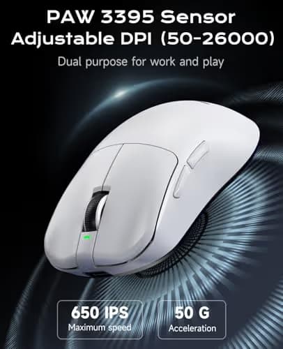 VGN Dragonfly F1 Pro Max Wireless Gaming Mouse, 130h Playtime Long Endurance, 55g Lightweight, PAW3395 26K DPI Flagship Sensor, 4000Hz Polling Rate Supported, Low Latency Esports Peripherals, White image