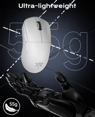 VGN Dragonfly F1 Pro Max Wireless Gaming Mouse, 130h Playtime Long Endurance, 55g Lightweight, PAW3395 26K DPI Flagship Sensor, 4000Hz Polling Rate Supported, Low Latency Esports Peripherals, White image