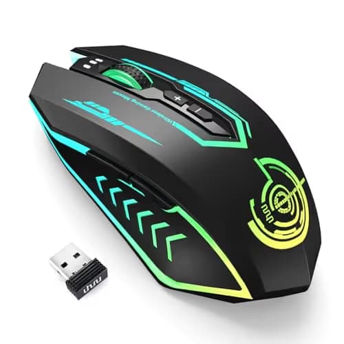 UHURU Wireless Gaming Mouse Up to 12000 DPI, Rechargeable USB-C Wireless Mouse with 7 Buttons 7 Dynamic LED Color Ergonomic Programmable MMO RPG for PC Laptop, Compatible with Windows Mac main image