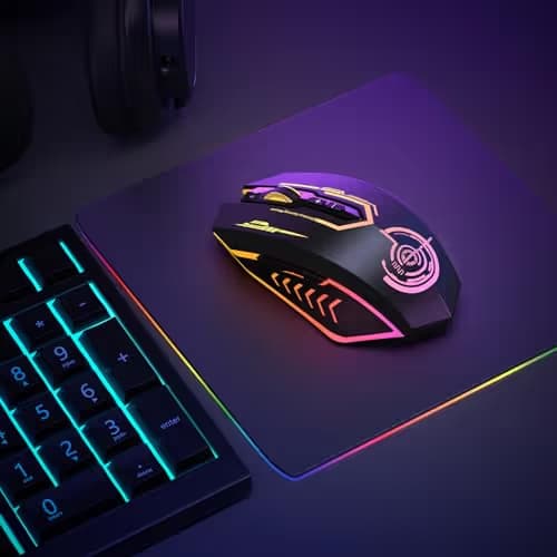 UHURU Wireless Gaming Mouse Up to 12000 DPI, Rechargeable USB-C Wireless Mouse with 7 Buttons 7 Dynamic LED Color Ergonomic Programmable MMO RPG for PC Laptop, Compatible with Windows Mac image