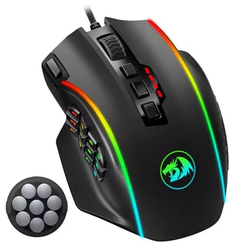 Redragon Gaming Mouse, MMO Mouse Gaming UP 12400 DPI, 19 Macro Programmable Buttons, RGB Mouse with 12 Side Buttons, 8 * 2.4g Weight Tuning for PC Laptop MOBA FPS, M901K, Black main image