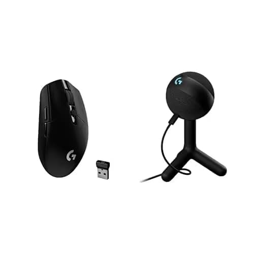 Logitech G305 Lightspeed Wireless Gaming Mouse, Black + Yeti Orb RGB Gaming Microphone with LIGHTSYNC, USB Mic for Streaming image