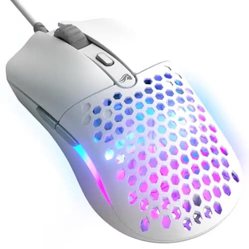 GLORIOUS Model O Eternal Ultralight RGB Gaming Mouse - Wired - 55g Lightweight - Customizable RGB Lighting - 6 Programmable Buttons - Symmetrical Design - 12K DPI Optical Sensor - PC/Mac - White image