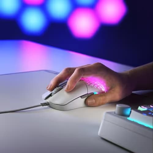 GLORIOUS Model O Eternal Ultralight RGB Gaming Mouse - Wired - 55g Lightweight - Customizable RGB Lighting - 6 Programmable Buttons - Symmetrical Design - 12K DPI Optical Sensor - PC/Mac - White image