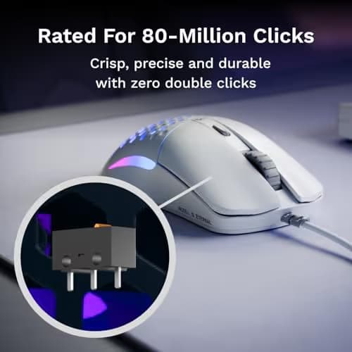 GLORIOUS Model O Eternal Ultralight RGB Gaming Mouse - Wired - 55g Lightweight - Customizable RGB Lighting - 6 Programmable Buttons - Symmetrical Design - 12K DPI Optical Sensor - PC/Mac - White image