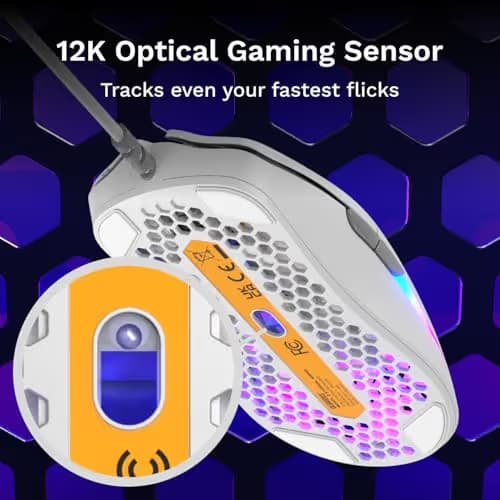 GLORIOUS Model O Eternal Ultralight RGB Gaming Mouse - Wired - 55g Lightweight - Customizable RGB Lighting - 6 Programmable Buttons - Symmetrical Design - 12K DPI Optical Sensor - PC/Mac - White image