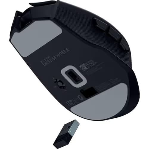 Razer Basilisk Mobile Portable Ergonomic Wireless Gaming Mouse: 10 Programmable Controls HyperScroll - Optical Switches Gen-3 - Long Battery Life - AI Prompt - 2.4 GHz, Bluetooth, USB C image