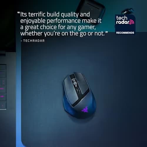 Razer Basilisk Mobile Portable Ergonomic Wireless Gaming Mouse: 10 Programmable Controls HyperScroll - Optical Switches Gen-3 - Long Battery Life - AI Prompt - 2.4 GHz, Bluetooth, USB C image