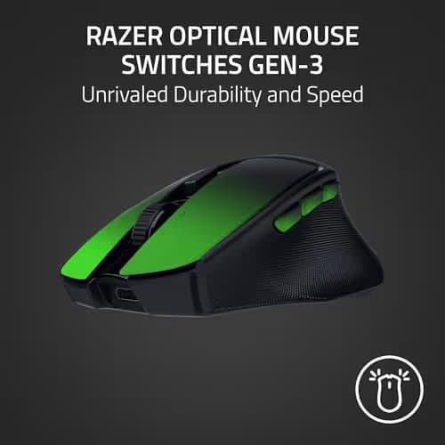 Razer Basilisk Mobile Portable Ergonomic Wireless Gaming Mouse: 10 Programmable Controls HyperScroll - Optical Switches Gen-3 - Long Battery Life - AI Prompt - 2.4 GHz, Bluetooth, USB C image