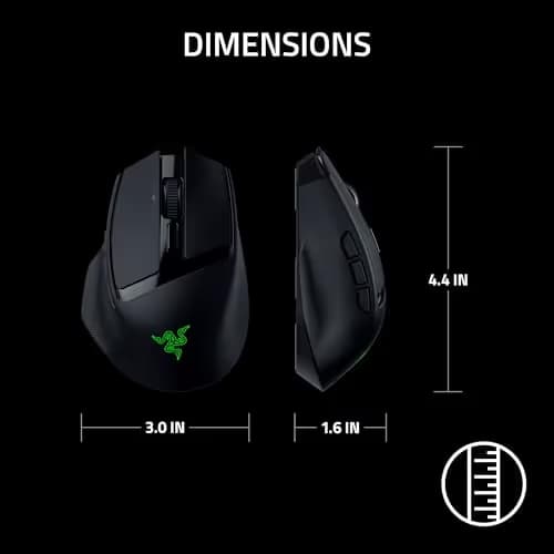Razer Basilisk Mobile Portable Ergonomic Wireless Gaming Mouse: 10 Programmable Controls HyperScroll - Optical Switches Gen-3 - Long Battery Life - AI Prompt - 2.4 GHz, Bluetooth, USB C image