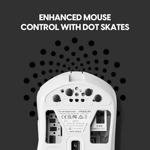 Pulsar Gaming Gears X3 LHD Crazylight Wireless Gaming Mouse, Ultra Lightweight 1.51 oz (43g), Hybrid Ergonomic, Optical Switch, 32000 DPI, 750 IPS, XS-1 Sensor, 8k Compatible (Left-Handed, Jet Black) image