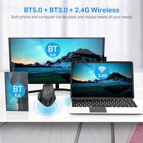E-YOOSO Large Wireless Mouse for Big Hands, X-31 Cordless Ergo Computer Mouse, 6 Buttons, 5-Level 4800 DPI, 18 Months Battery Life, for Laptop, PC, Chromebook (Bluetooth, 6) image