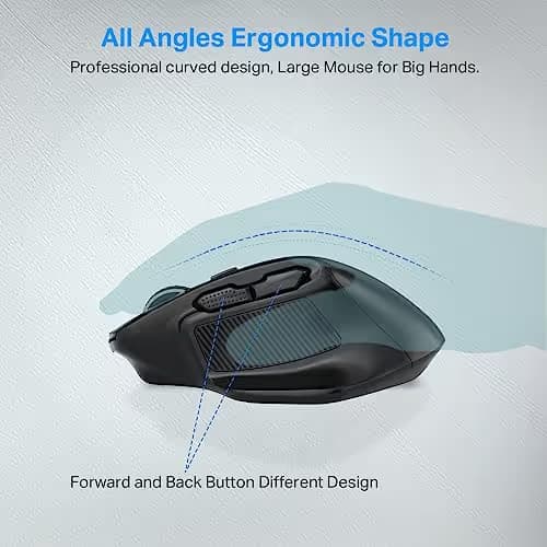 E-YOOSO Large Wireless Mouse for Big Hands, X-31 Cordless Ergo Computer Mouse, 6 Buttons, 5-Level 4800 DPI, 18 Months Battery Life, for Laptop, PC, Chromebook (Bluetooth, 6) image