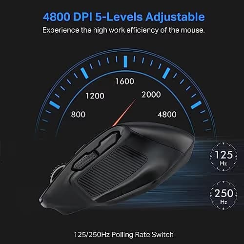E-YOOSO Large Wireless Mouse for Big Hands, X-31 Cordless Ergo Computer Mouse, 6 Buttons, 5-Level 4800 DPI, 18 Months Battery Life, for Laptop, PC, Chromebook (Bluetooth, 6) image