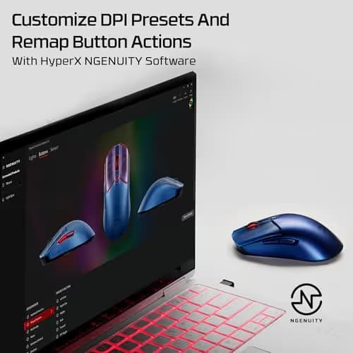 HyperX Pulsefire Haste 2 S – Wireless Gaming Mouse for PC – 64g, Magnesium Alloy Shell, Rechargeable li-ion Battery, 26K Sensor, Dual Wireless, Glass Skates, Navy image