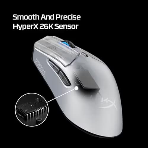 HyperX Pulsefire Haste 2 S – Wireless Gaming Mouse for PC – 64g, Magnesium Alloy Shell, Rechargeable li-ion Battery, 26K Sensor, Dual Wireless, Glass Skates, Navy image