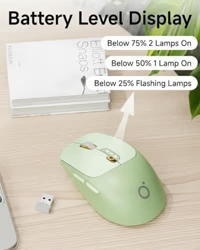 EWEADN Q5 Wireless Mouse, Bluetooth & 2.4G Quiet Computer Mouses with Battery Level Display, 1600 DPI, Ergonomic Office Mouse, 6 Button Portable Cute Computer Mouse for Laptop/PC/Mac - Green image