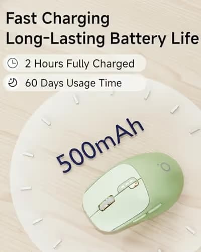 EWEADN Q5 Wireless Mouse, Bluetooth & 2.4G Quiet Computer Mouses with Battery Level Display, 1600 DPI, Ergonomic Office Mouse, 6 Button Portable Cute Computer Mouse for Laptop/PC/Mac - Green image