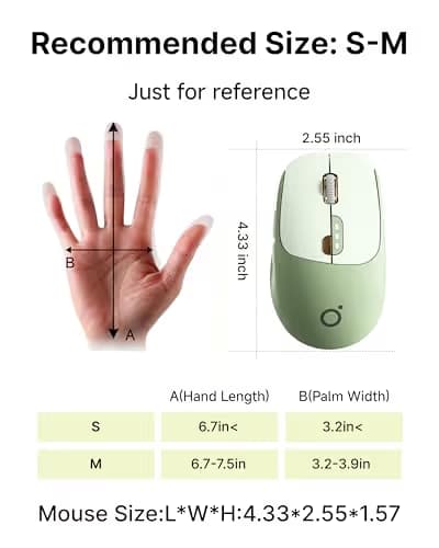 EWEADN Q5 Wireless Mouse, Bluetooth & 2.4G Quiet Computer Mouses with Battery Level Display, 1600 DPI, Ergonomic Office Mouse, 6 Button Portable Cute Computer Mouse for Laptop/PC/Mac - Green image