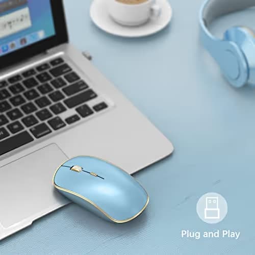 JOYACCESS Wireless Mouse for Laptop | 5 DPI Levels, Silent for Notebook, MacBook, Chromebook, PC - Blue image