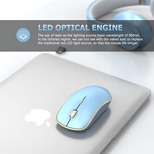 JOYACCESS Wireless Mouse for Laptop | 5 DPI Levels, Silent for Notebook, MacBook, Chromebook, PC - Blue image