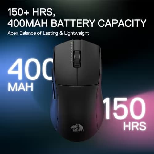 Redragon M916 PRO 3-Mode Wireless Gaming Mouse, 55G Ultra-Light 26K DPI Mouse w/Ergonomic Natural Grip Build, Full Programmable Buttons, Software Supports DIY Keybinds & DPI image
