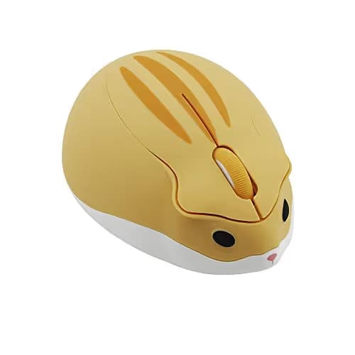 2.4GHz Wireless Mouse Cute Hamster Shape Less Noice Portable Mobile Optical 1200DPI USB Mice Cordless Mouse for PC Laptop Computer Notebook MacBook Kids Girl Men Women Adults Gift (Yellow) main image