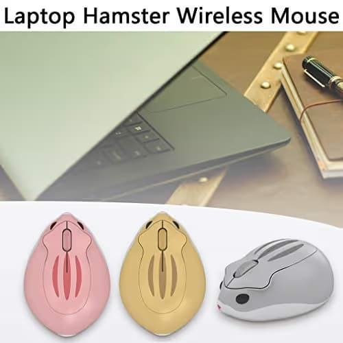2.4GHz Wireless Mouse Cute Hamster Shape Less Noice Portable Mobile Optical 1200DPI USB Mice Cordless Mouse for PC Laptop Computer Notebook MacBook Kids Girl Men Women Adults Gift (Yellow) image