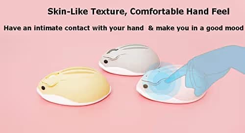 2.4GHz Wireless Mouse Cute Hamster Shape Less Noice Portable Mobile Optical 1200DPI USB Mice Cordless Mouse for PC Laptop Computer Notebook MacBook Kids Girl Men Women Adults Gift (Yellow) image