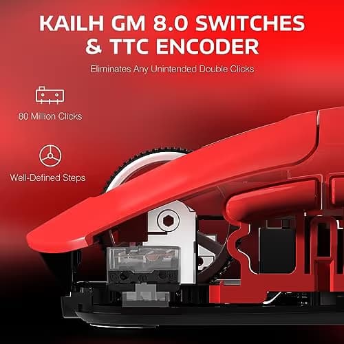 ATTACK SHARK X3 Lightweight Wireless Gaming Mouse with Tri-Mode 2.4G/USB-C Wired/Bluetooth,26K DPI, PAW3395 Optical Sensor,Kailh GM8.0 Switch,5 programmable Buttons for PC/Win/Mac(Red) image