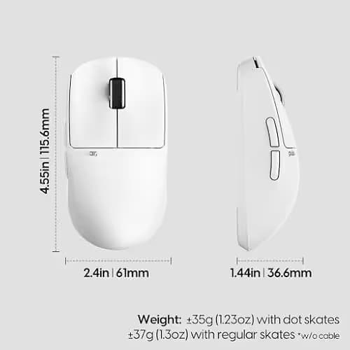 Pulsar Gaming Gears X2 Crazylight Wireless Gaming Mouse, Ultra Lightweight 1.23 oz (35g), Optical Switch, 32000 DPI, 750 IPS, XS-1 Sensor, 8k Compatible (Uyuni White) image